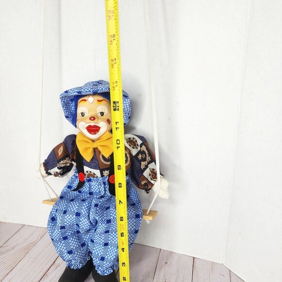 Vintage Clown Marionette Puppet On A Swing  Clown Doll - Picture 6 of 6